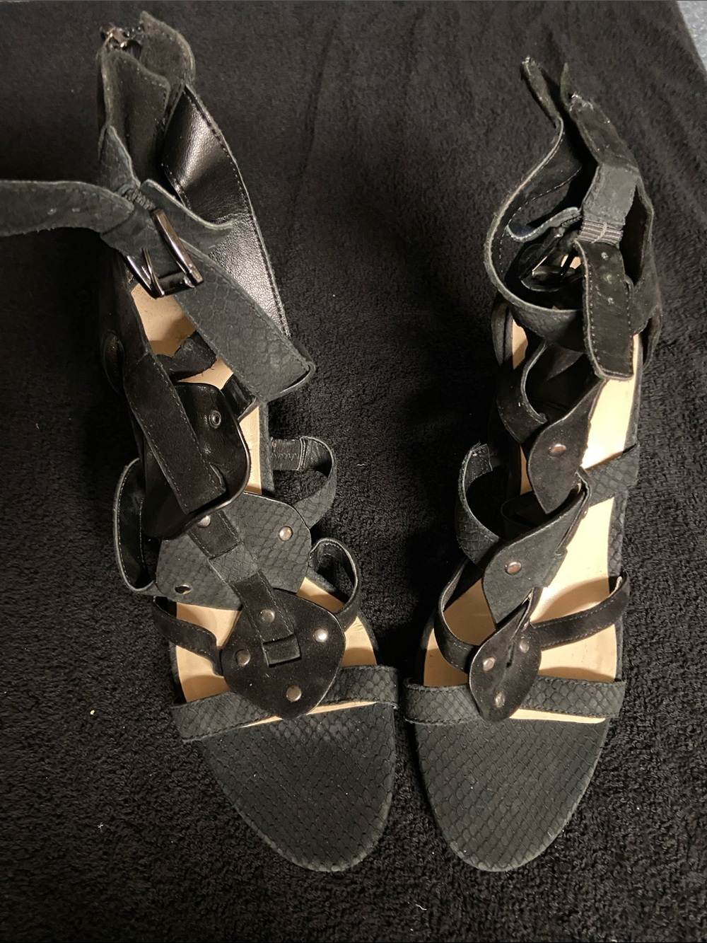 Nine West Black Strappy Cutout High Heel Sandals